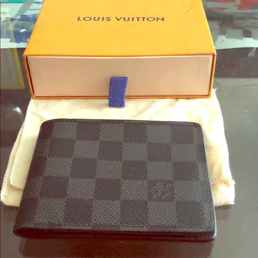 LV black gray wallet
